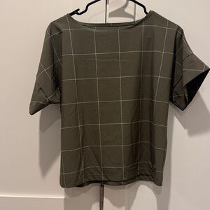 Olive Green Checkered Top